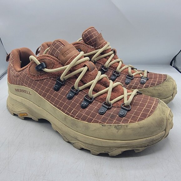 Merrell Ontario Speed RS 1TRL Mens 9.5 Brown Sneaker Shoes Hiking Camping Vibram - Picture 1 of 15